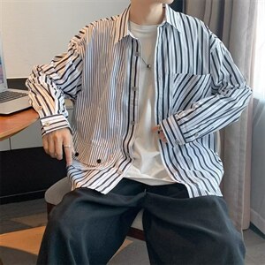 长袖衬衫男港风日系韩版潮流帅气衬衣GC24P38图片