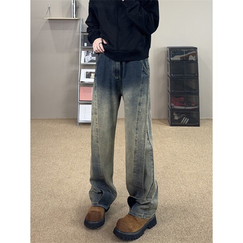 龙叨叨同款美式ins高街宽松直筒个性牛仔裤LK25429-特P48控88,男装牛仔裤,电商B221