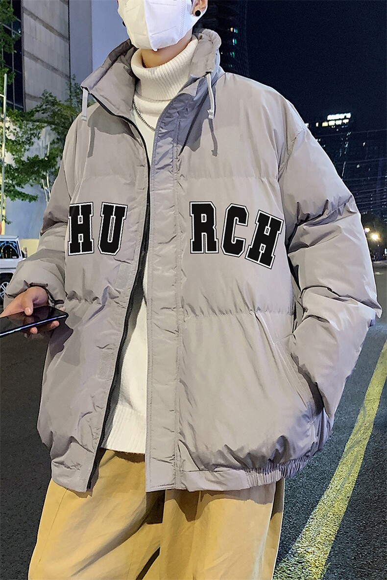 港风夜景字母印花时尚面包服白鸭绒羽绒服A247-YR213P195控258,男装羽绒服,电商A247
