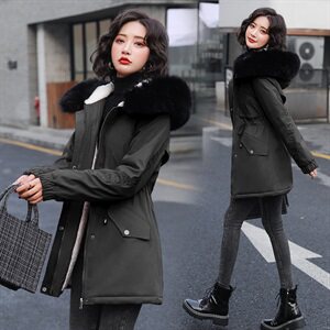 棉衣女中长款大毛领2020年冬新款韩版宽松加厚外套棉袄羽绒棉服潮图片