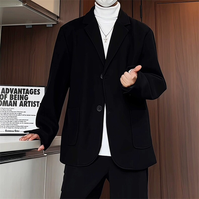 N6169/P95加棉P105冬季新开叉呢料毛呢西服男宽松外套上衣呢大衣,男装西服,电商A141