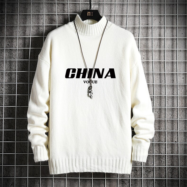 M18001-P45加绒款-P65半高领毛衣男士大码针织衫男毛线衣男线衫，男装针织衫/毛衣，电商A040A