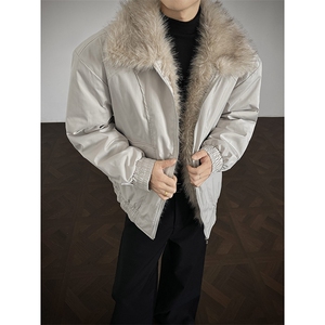 加厚棉衣男秋冬新款美式潮牌毛领座山雕百搭棉服-A2343P99图片