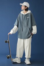 7XL-M大码连帽拼接卫衣男2023秋季新款中性风假两件男女外套控98,男装卫衣,钱塘717(原712)