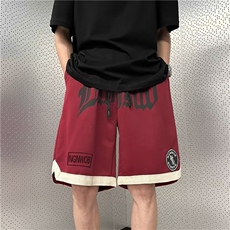 美式街头风短裤男夏季潮牌运动中裤百搭痞帅宽松休闲直筒五分裤子，男装休闲裤，四季星座218-1