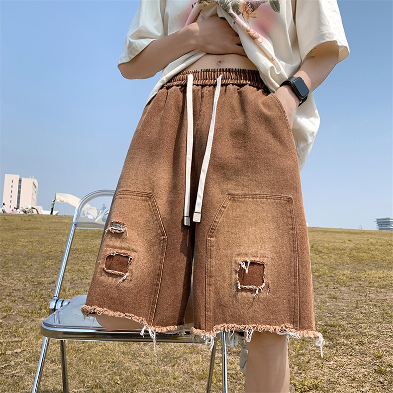 2023夏季新款薄牛仔裤短裤潮男休闲宽松五分裤XD22965-P45,男装牛仔裤,电商A042