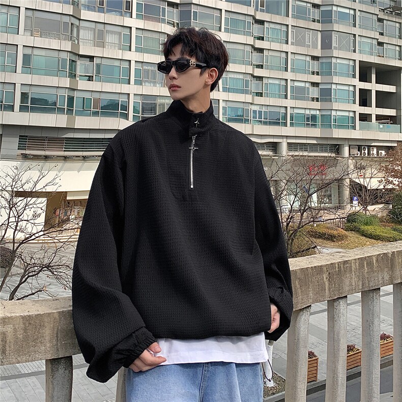 2025港风华夫格金属拉链装饰大码M-5XL潮卫衣男男WY8758P65控88，男装卫衣，星座227-7