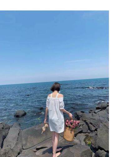 韩版漏肩连衣裙，女装连衣裙，玩美