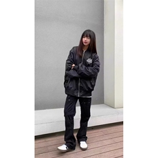 美式复古蜘蛛棒球服外套男女春秋季潮牌飞行员夹克宽松加绒情侣，男装夹克，星座506A