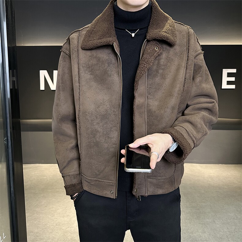 M-2XL822-P195288皮毛一体加厚保暖皮衣男宽松版型,男装皮衣,电商B321-1