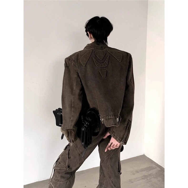 1506-1/JA1991/P93新款废土美拉德水洗做旧牛仔套装男小众夹克,男装夹克,星座1506-1