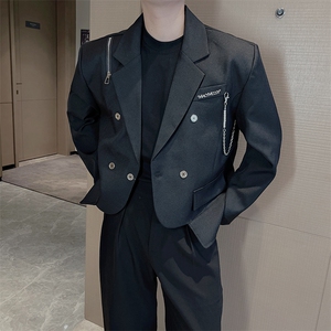 秋季高级感拉链短款西装外套男网红韩版痞帅西服 XZ061-P120控145图片