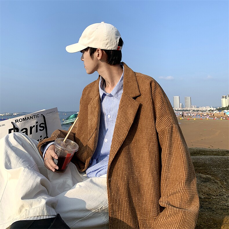 春季新款小西装复古港风灯芯绒外套男ins潮流西服夹克W1865-P60,男装西服,星座512-3