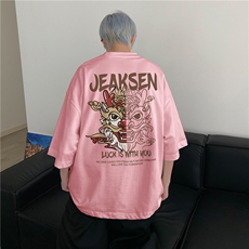 抖音品质直播得物风动漫字母印花短袖T恤dcm325-特批20控38，男装T恤，星座605(原A050)