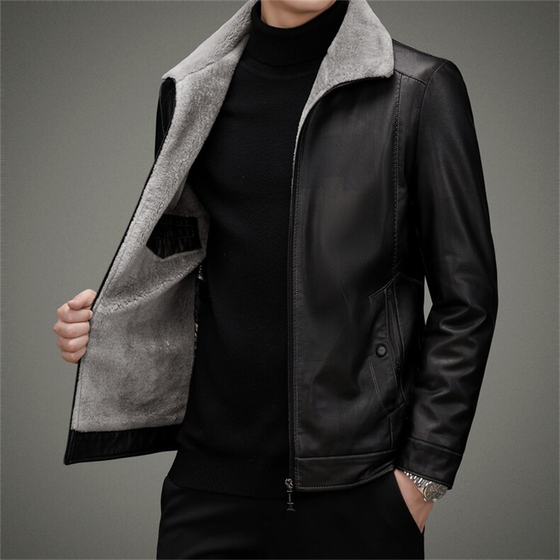 AW2211钱塘2020-3中年男士商务休闲简约羽绒冬季夹克皮衣外套P205,男装皮衣,钱塘207-3