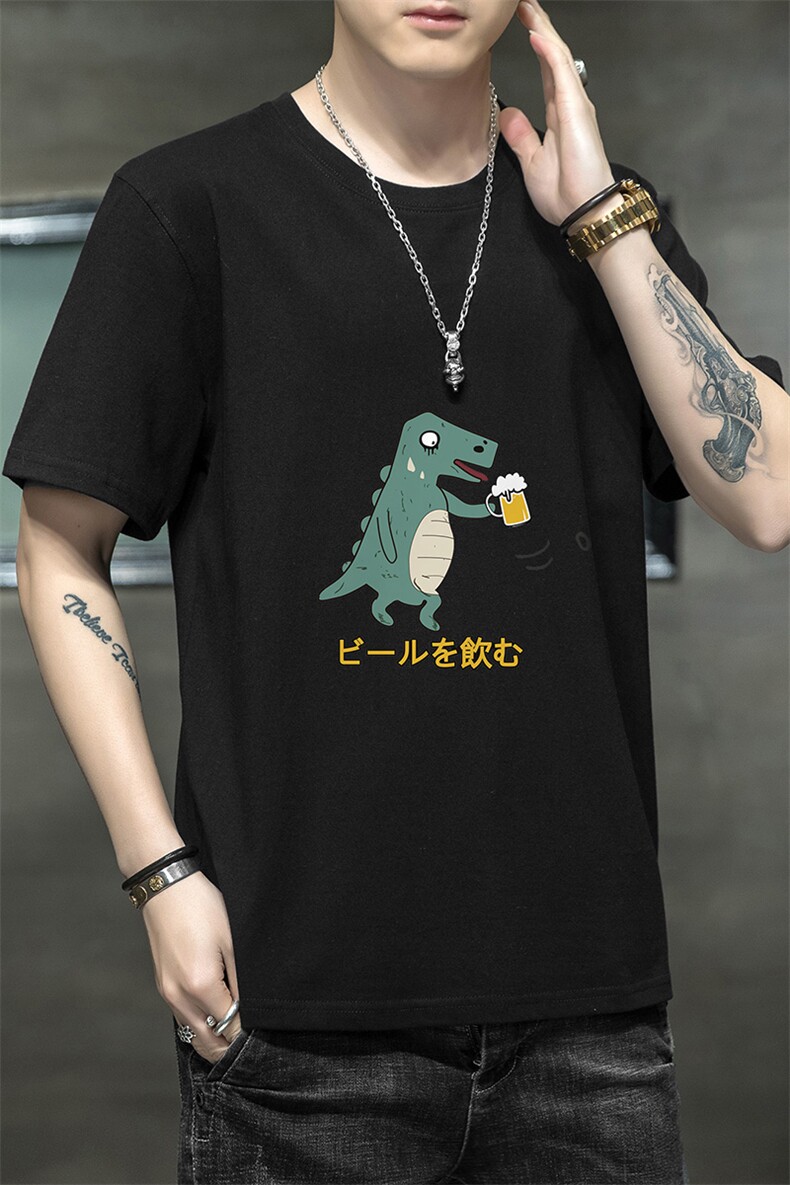 2026夏季新款潮流男休闲小怪兽印花圆领T恤大码1210-2-DT19-P10,男装T恤,星座1816-2（原1210–2）