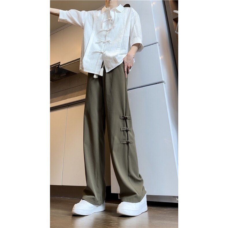 夏季新款风新中式盘扣宽松冰丝休闲西裤B315-K24045-特p30控58,男装休闲裤,电商B315