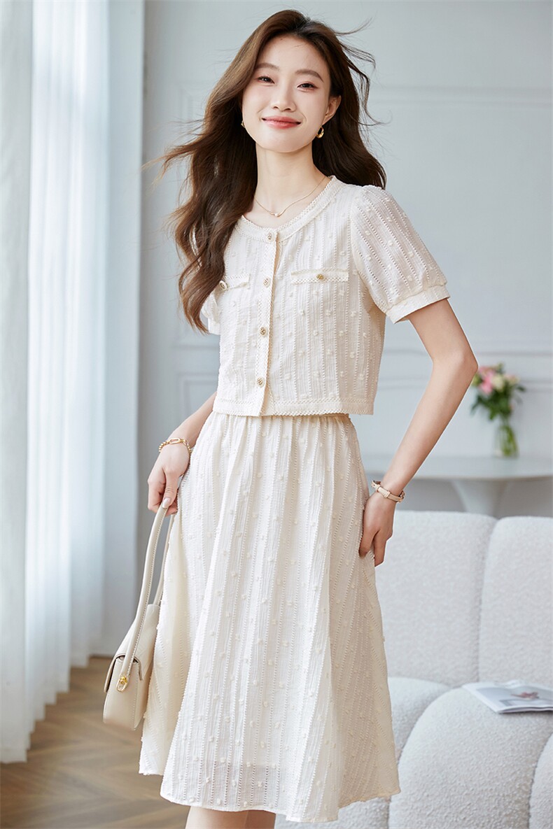 拉夏贝尔官方气质时尚套装女2025年夏季新款小衫半身裙休闲两件套,女装套装/套裙,苗苗