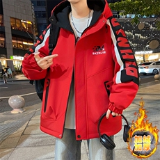 加绒加厚连帽夹克男秋冬时尚潮流加厚棉衣男外套L8658-P87，男装夹克，星座310B-3