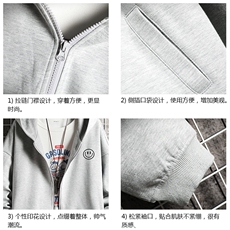 KS21224-P38连帽开衫卫衣男运动外套大码班服网格，男装卫衣，电商A040A