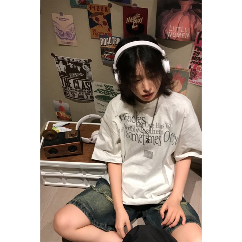 网图有货美式高街字母印花纯棉t恤男女设计感夏季短袖A430-P25,男装T恤,星座1505
