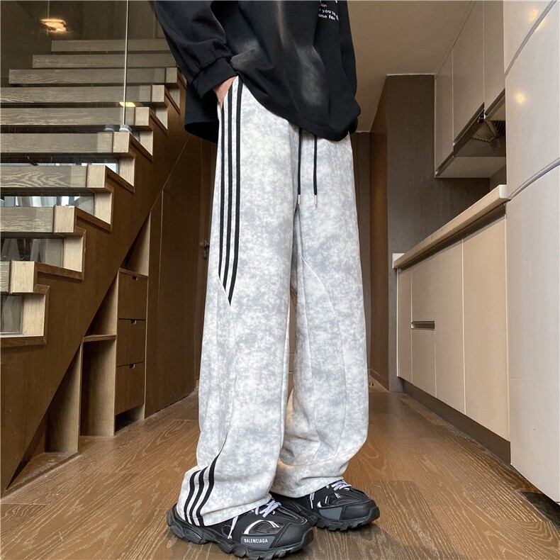 春季新款潮流扎染条纹拼接宽松休闲脏脏裤B315-K109-特p40控78,男装休闲裤,电商B315