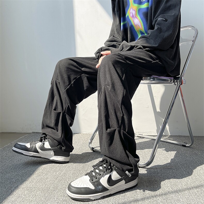 703-K277-P55春季磨毛褶皱暗黑风宽松个性休闲裤,男装休闲裤,星座703