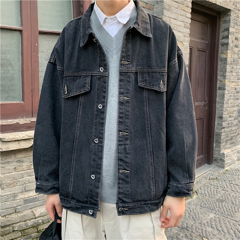 美式复古牛仔外套秋季韩版潮流宽松休闲运动工装夹克男W1147-P55,男装夹克,星座512-2