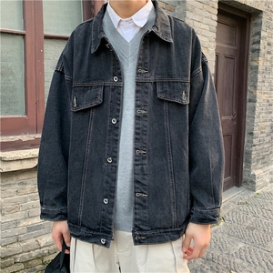 美式复古牛仔外套秋季韩版潮流宽松休闲运动工装夹克男 W1147-P55图片