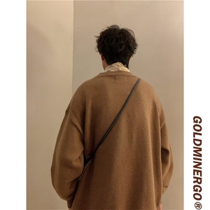 秋冬潮牌美式复古破坏感拼接毛衣设计感针织衫男女外套M9102-p45图片