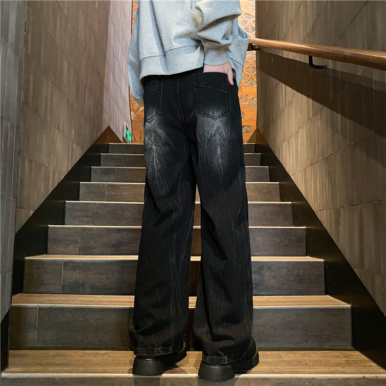 抖音品质秋季新款美式复古水洗直筒牛仔裤B315-K24328-p65控88,男装牛仔裤,电商B315