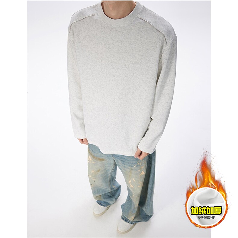 480G重磅加绒硬挺boxy男女秋冬美式高街结构拉链肩圆领卫衣厚外套，女装短外套，电商A486-1