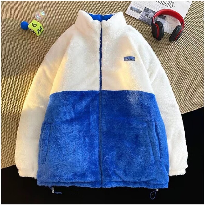 双面穿羊羔绒棉服男女情侣装宽松棉袄MY73P95,男装棉衣,电商D325