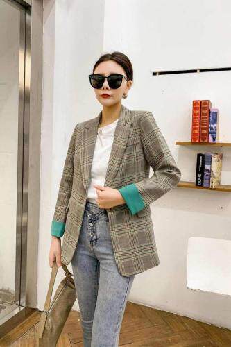 春季新款时尚韩版修身西装外套，女装西装，青羽鹤