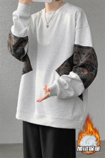 8XL-M民族风加绒加厚卫衣男款冬季拼接套头衫特大码外套WY005P58，男装卫衣，电商B312