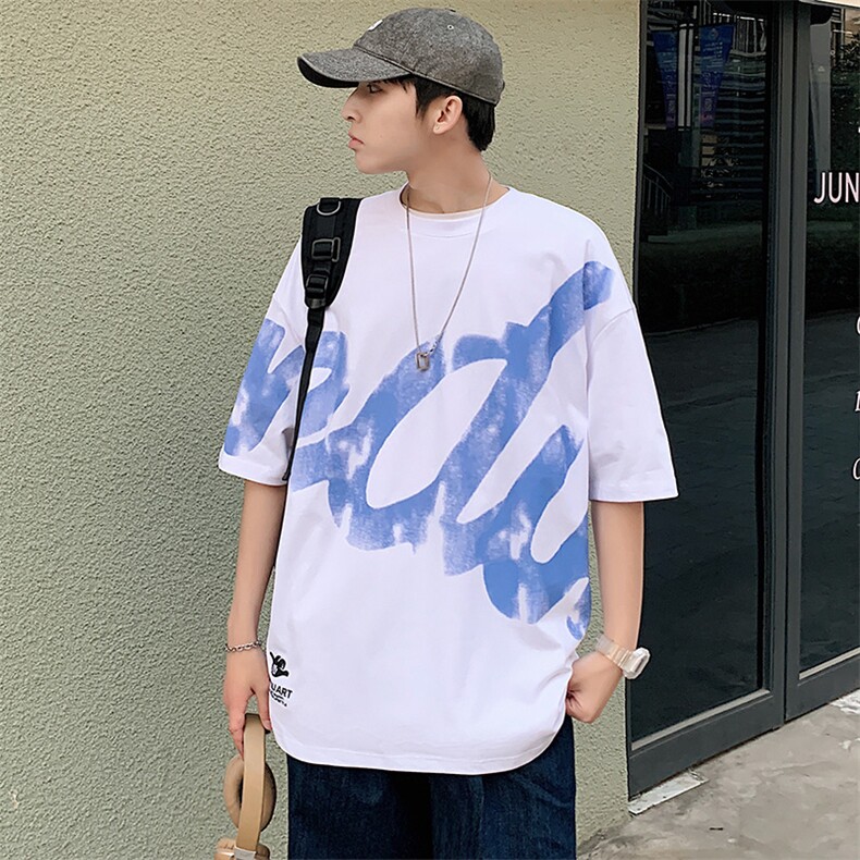 得物抖音40支双纱高品质运动圆领半袖纯棉短袖T恤男女T7219-P45,男装T恤,电商A441-1