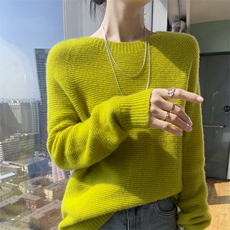 2024年秋季简约精致百搭纯色圆领套头77%羊绒衫，女装羊绒衫，多娇羊绒