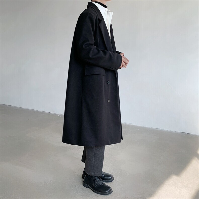 中长款毛呢大衣男202新款春秋季棉外套高级感英伦风衣JK0252-P98,男装风衣,星座308B-2