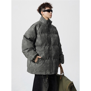 PU皮复古做旧钢印大码M-5XL棉衣男MY77096P130控198抖控228图片