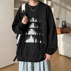 文艺感流苏点缀秋冬上衣简约节日元素氛围感针织衫毛衣HY693TP55，男装针织衫/毛衣，电商A102B