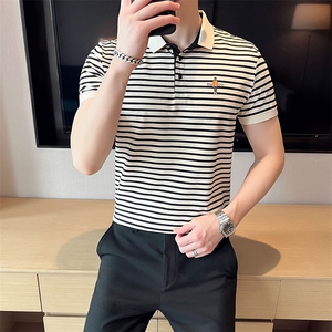 现货经典款夏季条纹T恤翻领Polo衫T08-特P43图片