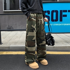 重磅320g华棉迷彩裤男大码宽松hiphop直筒阔腿裤K24104-特P40控78，男装休闲裤，电商A001-1