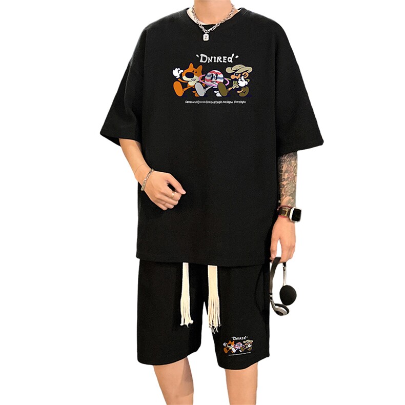 套装！华夫格套装短袖T恤短裤男TZ245-特P38,男装牛仔裤,电商B367