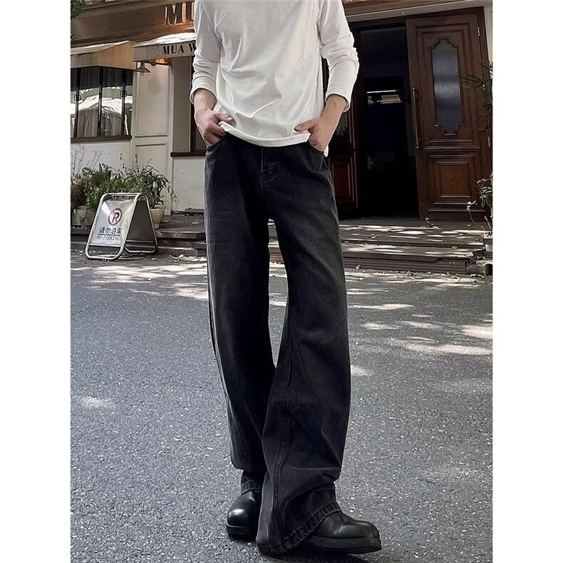 春季新款原色牛仔裤宽松显瘦四季通勤百搭直筒阔腿长裤潮,男装牛仔裤,星座506A
