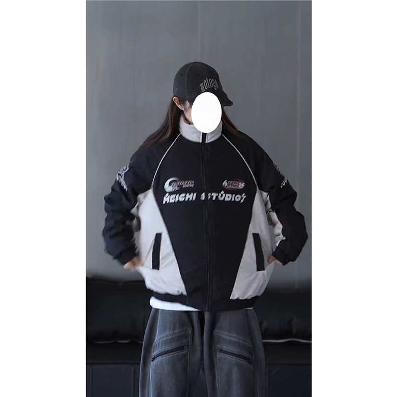 抖音视频截图只展示大货印花立领机车潮牌棉服77950特P85,男装棉衣,星座226-2