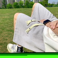 提花休闲运动短裤男生宽松潮流百搭夏学生五分裤XZ514-2-1532-P38，男装牛仔裤，星座514-2(原B239)