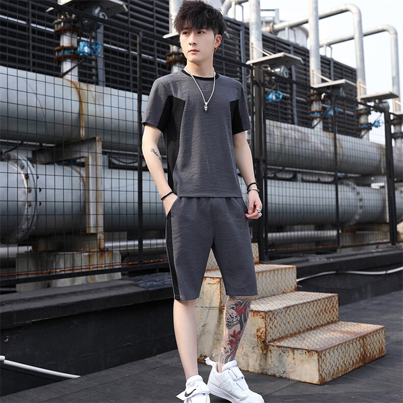 2021夏季新款原创短袖套装男T恤学生运动潮男T710-P50,男装休闲套装,星座1206（原A206）