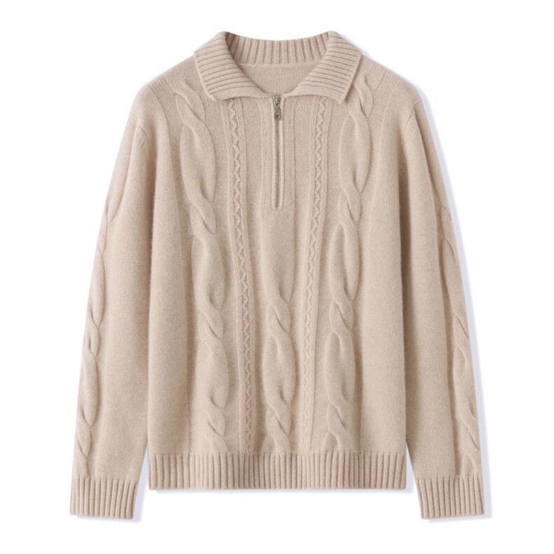 2025年秋季新款纯色针织半拉链套头上衣时尚百搭，男装羊绒套衫，昭美纯山羊绒