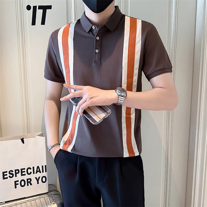 店主风社会小伙男士拼接型男翻领POLO衫男上衣301A-1/PL120/P58，男装Polo衫，星座301A-1
