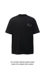 （350克双纱）2026夏季潮牌烫钻字母印花短袖T恤1015-T610-P65，男装T恤，四季星座1015